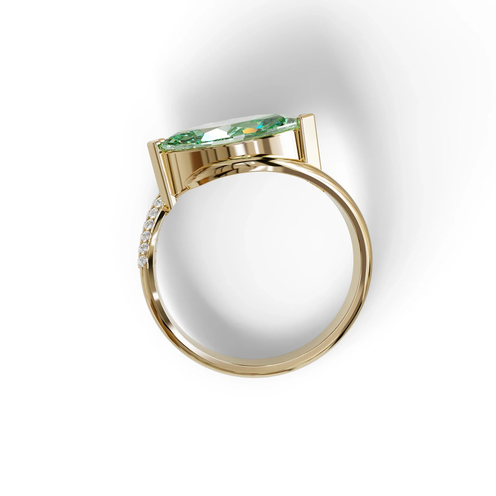 2 Carat Fancy Vivid Green Marquise Cut Lab Grown Diamond Engagement Ring - Maya