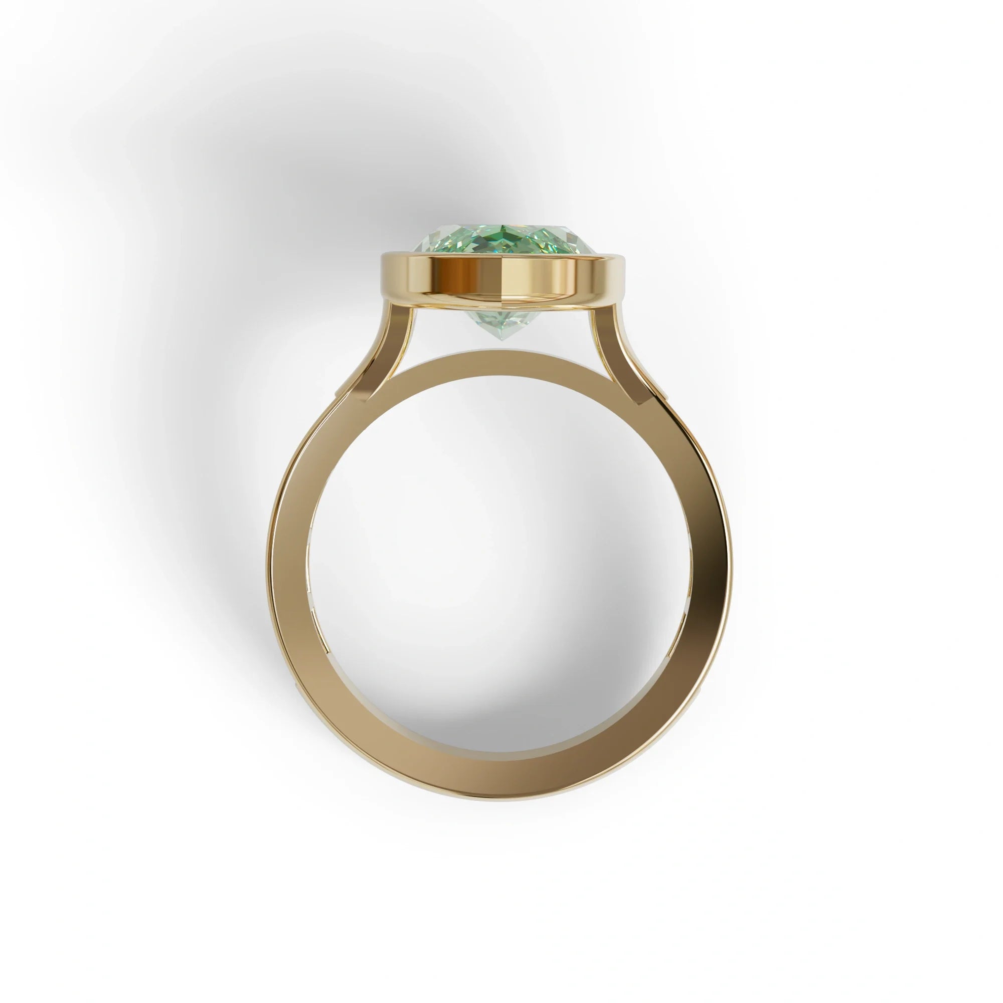 3 Ct Marquise Cut Green Color Lab Diamond Ring With Bezel Set - Kayla