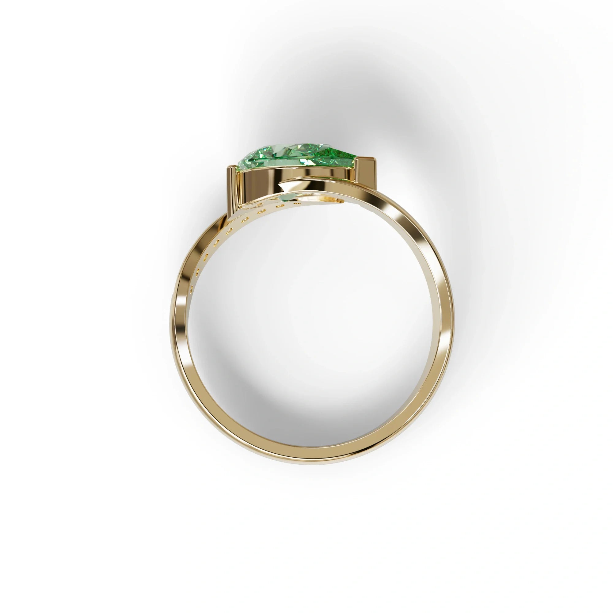1 Carat Green Pear Cut Unique Lab Grown Diamond Ring - Capricorn