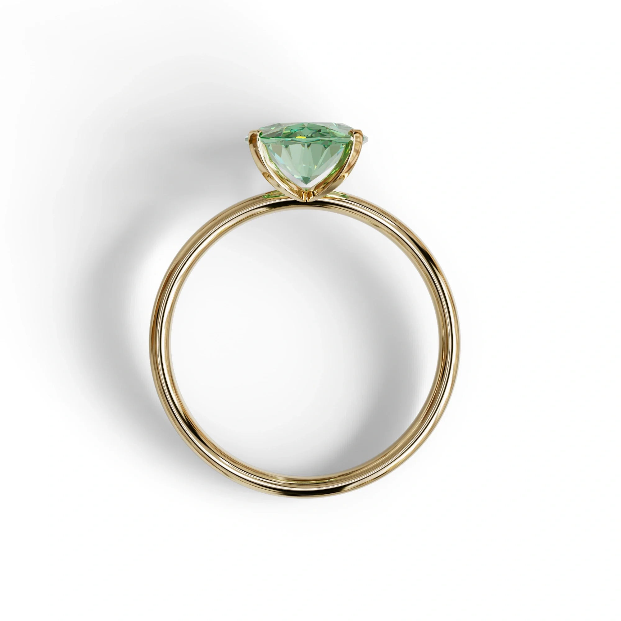 2 ct Oval Solitaire Diamond Ring Green Lab Diamond Engagement Ring - Eira