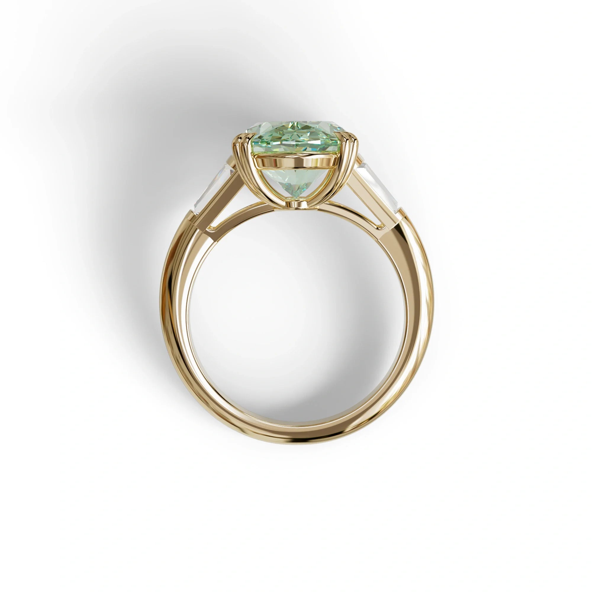 3 Carat Green Oval & Baguette Lab Diamond Ring - Persi