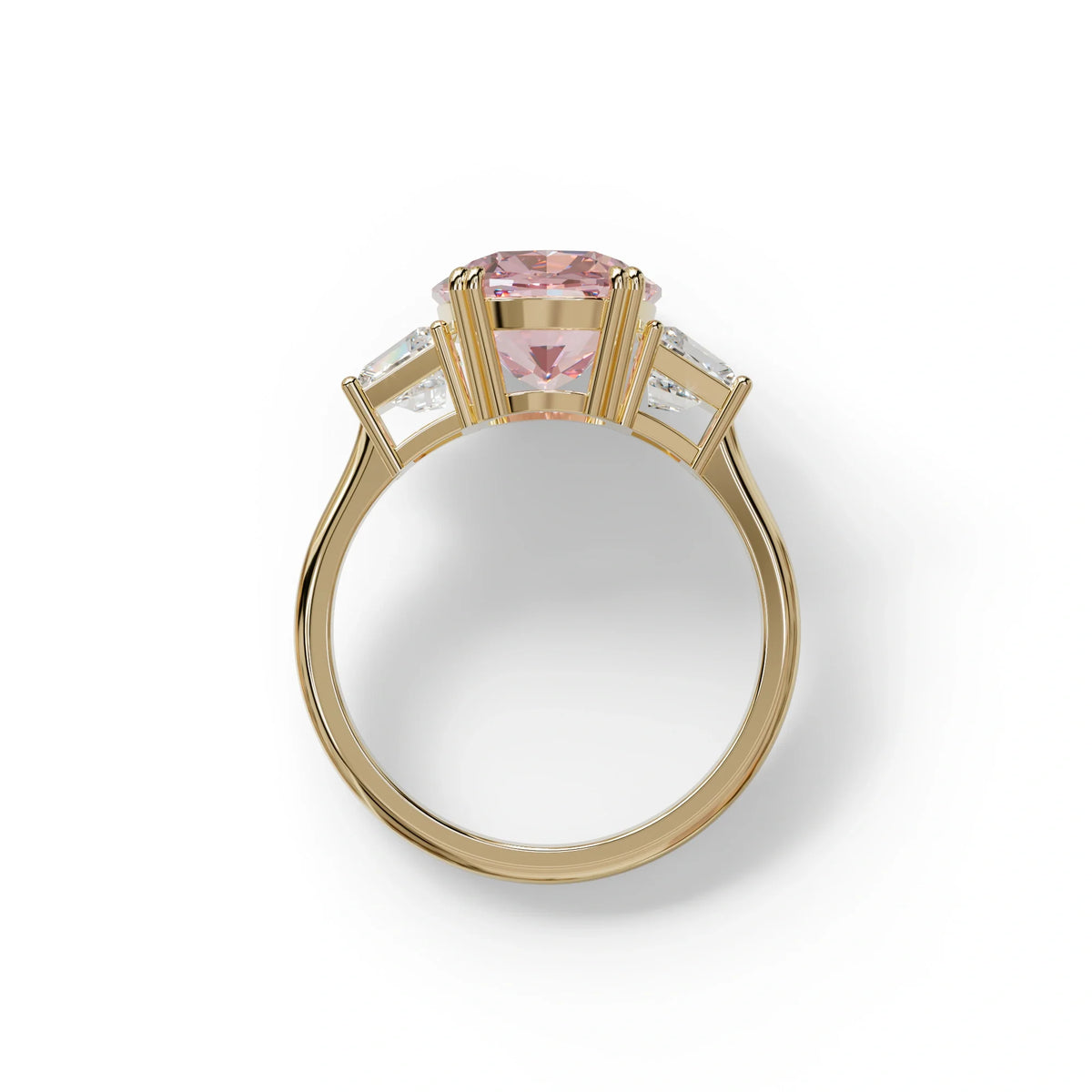 3.5 Carat Pink Lab Grown Diamond Engagement Ring · Cushion Cut Three Stone | Trilogy - view 7