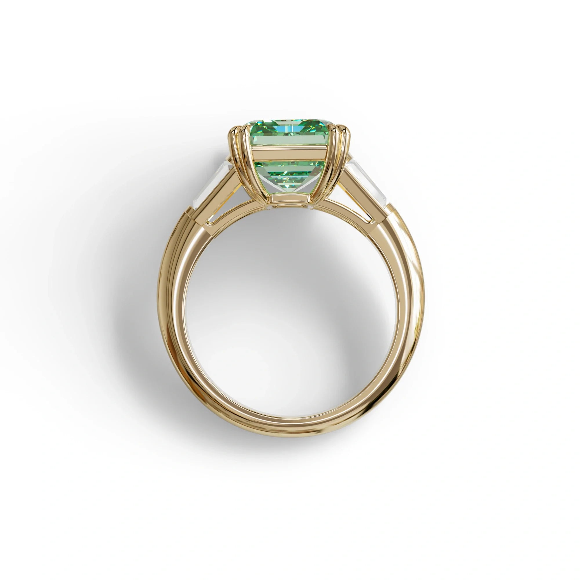 3 Carat Green Emerald & Baguette Cut Multi Stone Lab Diamond Ring - Lami