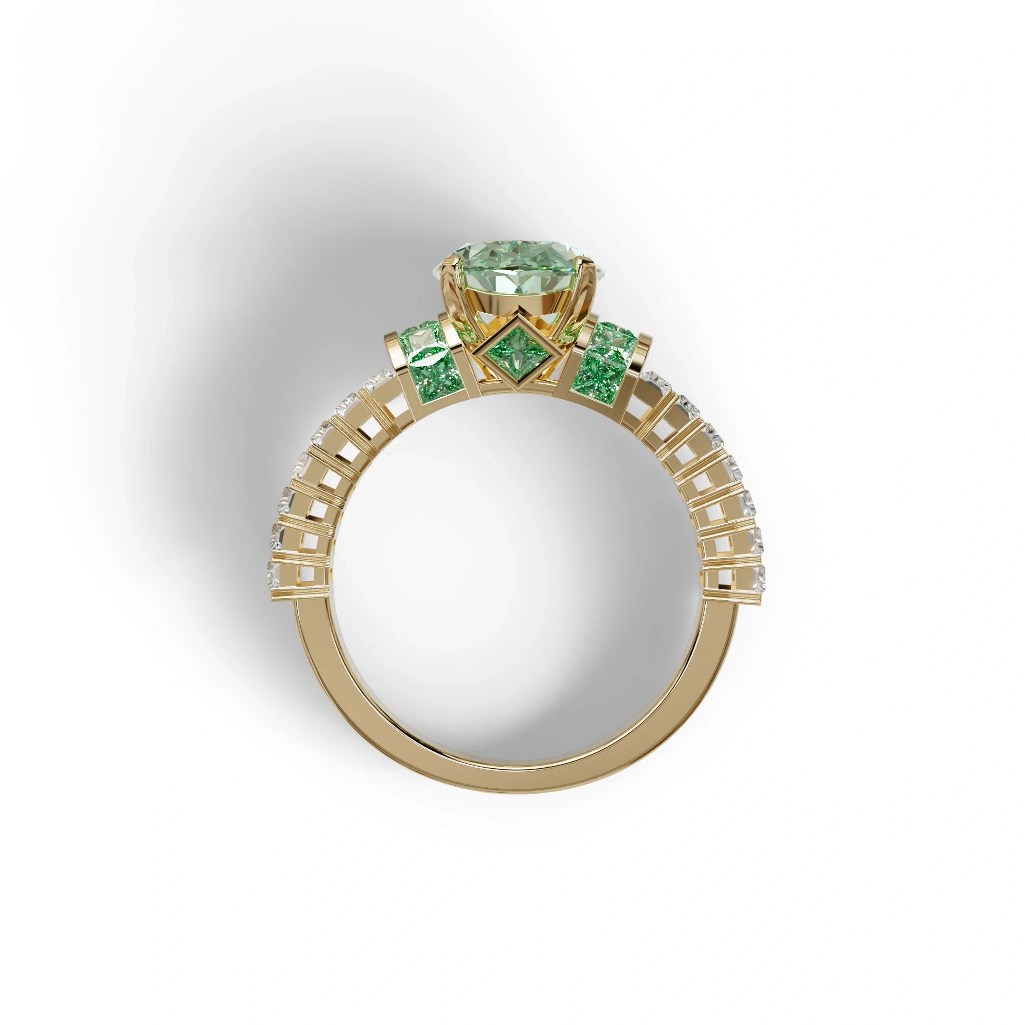 3 Carat Fancy Green Oval Cut Lab-Grown Diamond Wedding Ring – Bellora