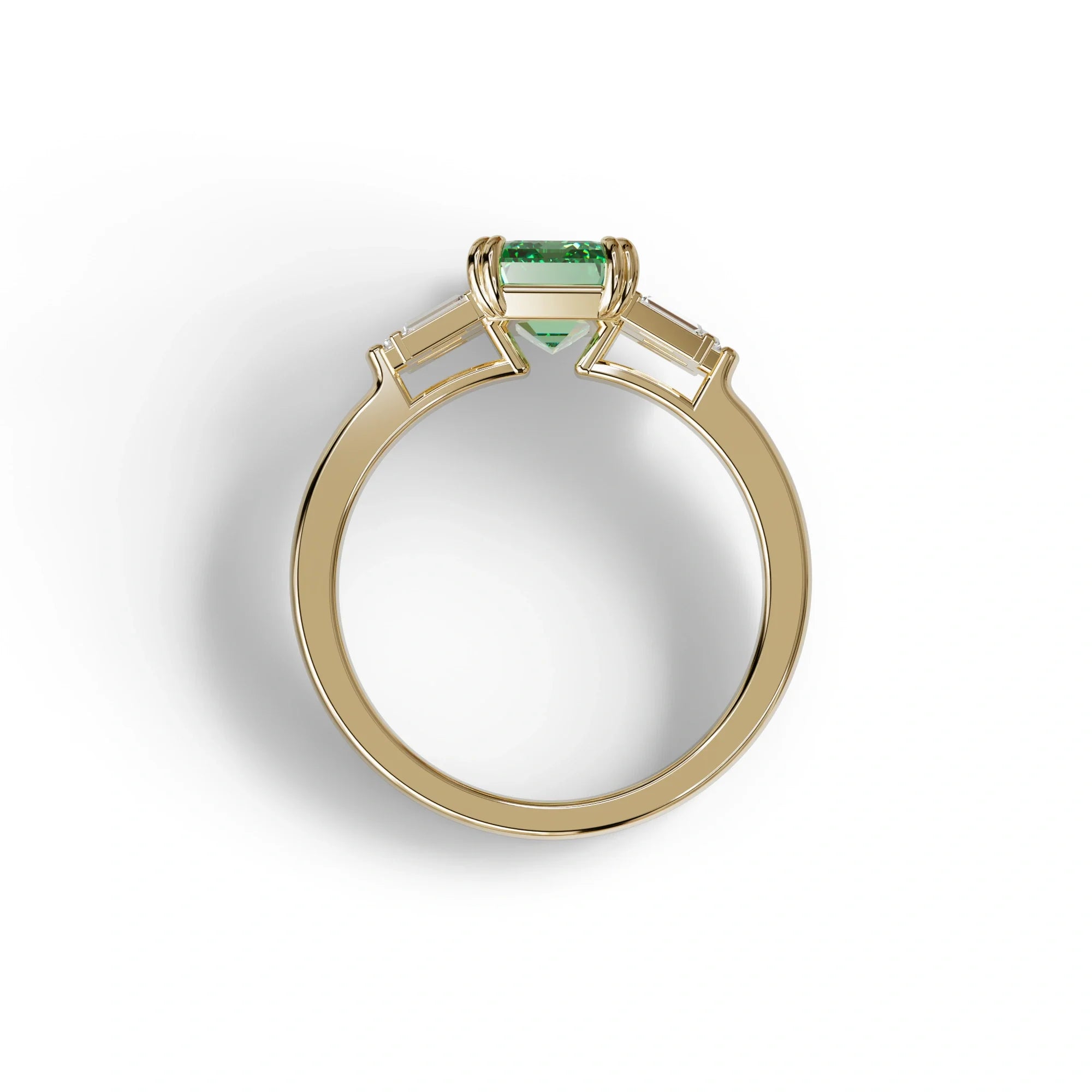 3 Carat Emerald Cut Green Lab Grown Diamond Multi Stone Ring Ring - Leela