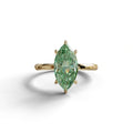 Fancy Vivid Green Marquise Cut Solitaire Lab Grown Diamond Engagement Ring - Celestina - 2 Carat / 10K Solid Gold