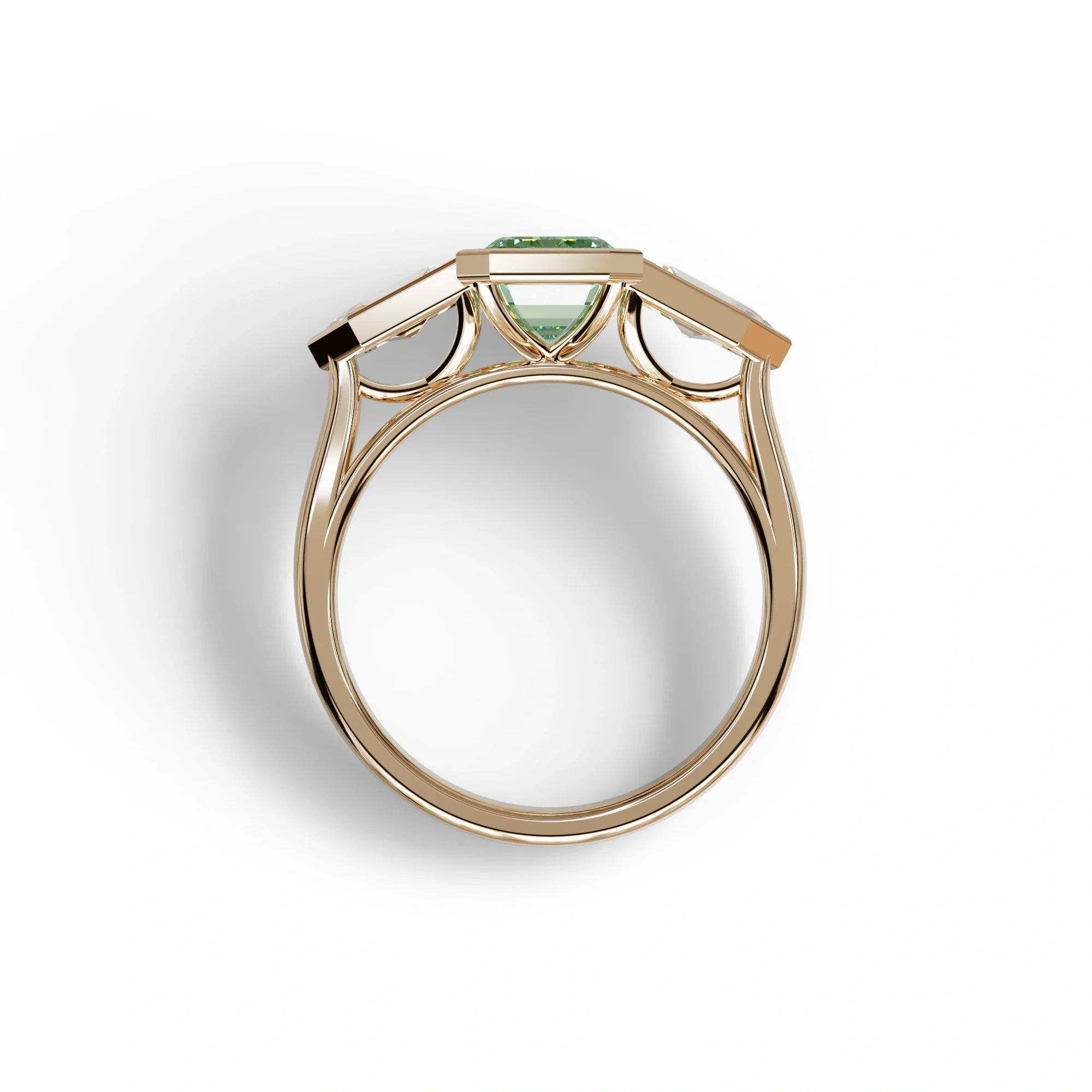 3 Ct Fancy Vivid Green Emerald Cut Lab Diamond Ring - Lumons