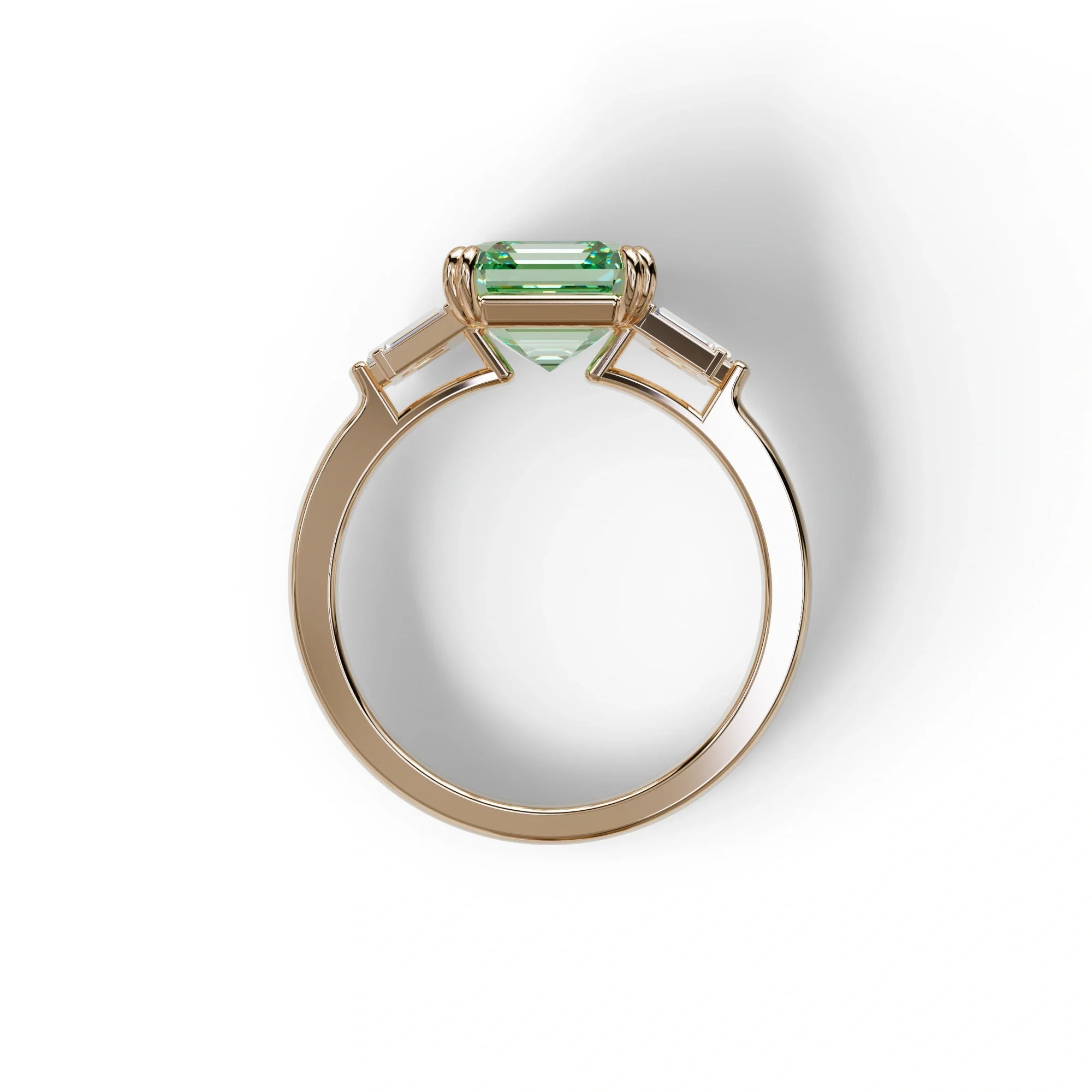 3 Ct Green Asscher Cut Lab Diamond Double Claw Prong Setting - Celestial