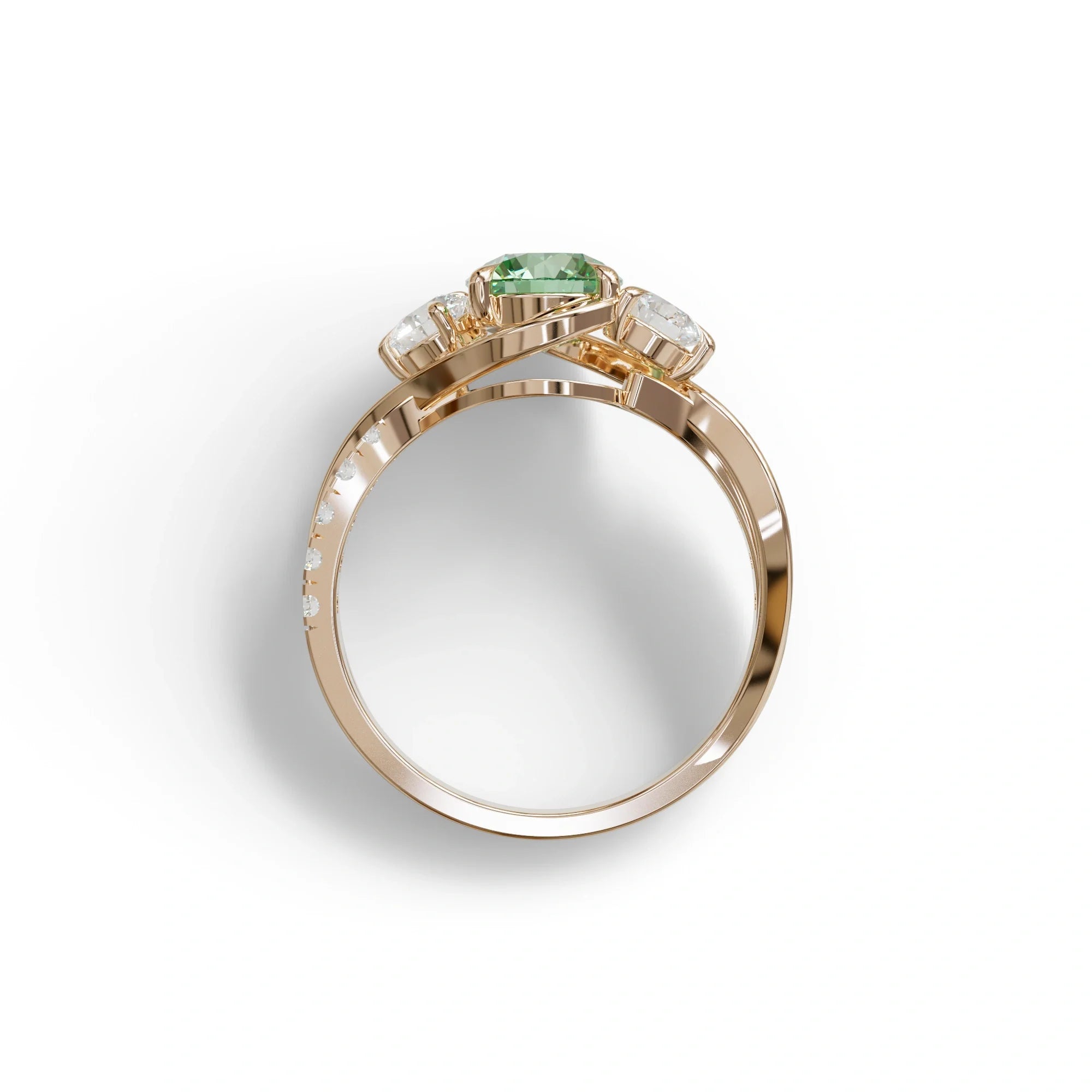 2 Carat Green Lab Grown Diamond Round Diamond Engagement Ring - Giverny