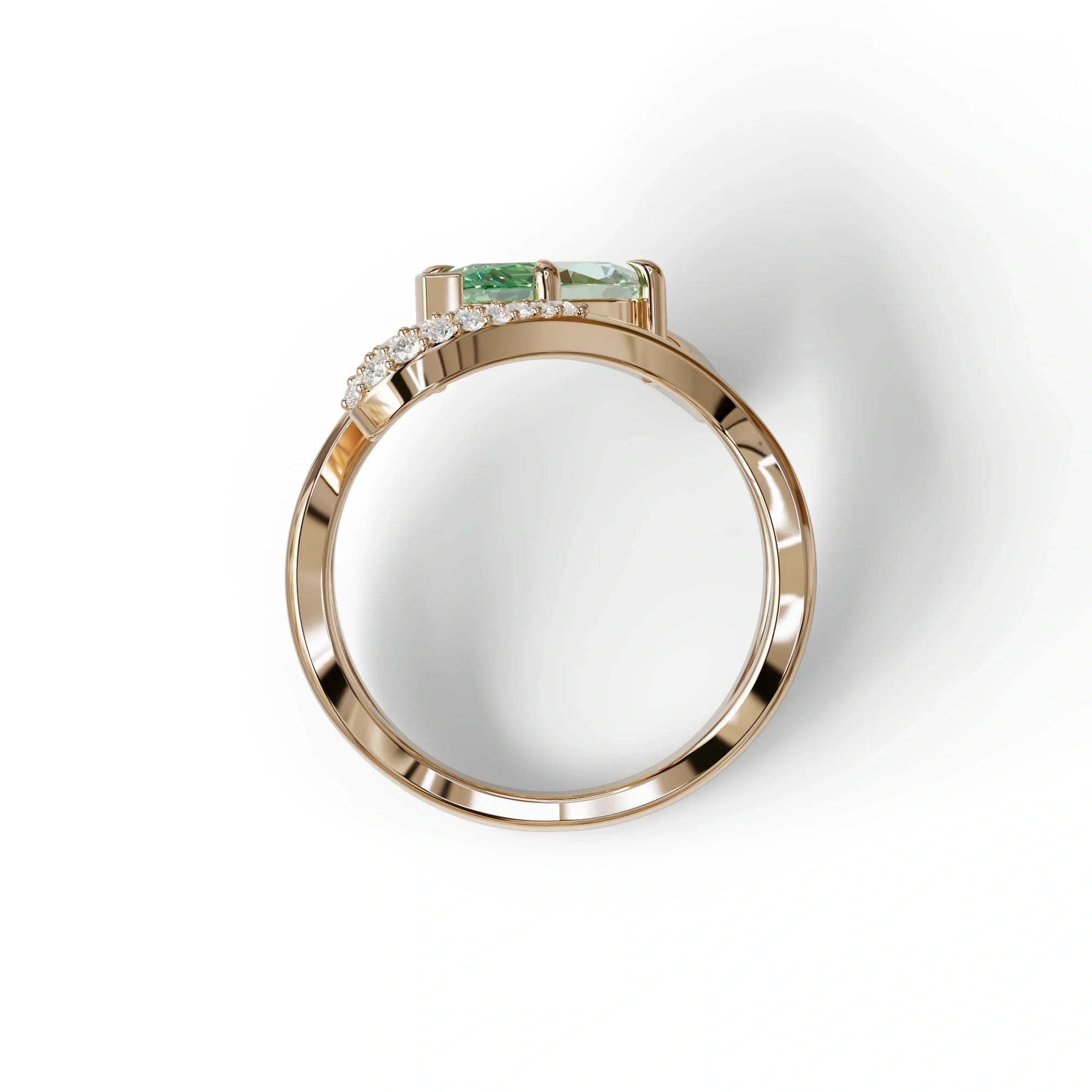 3 Carat Marquise Cut Green Lab Grown Diamond Curve Ring - Myka