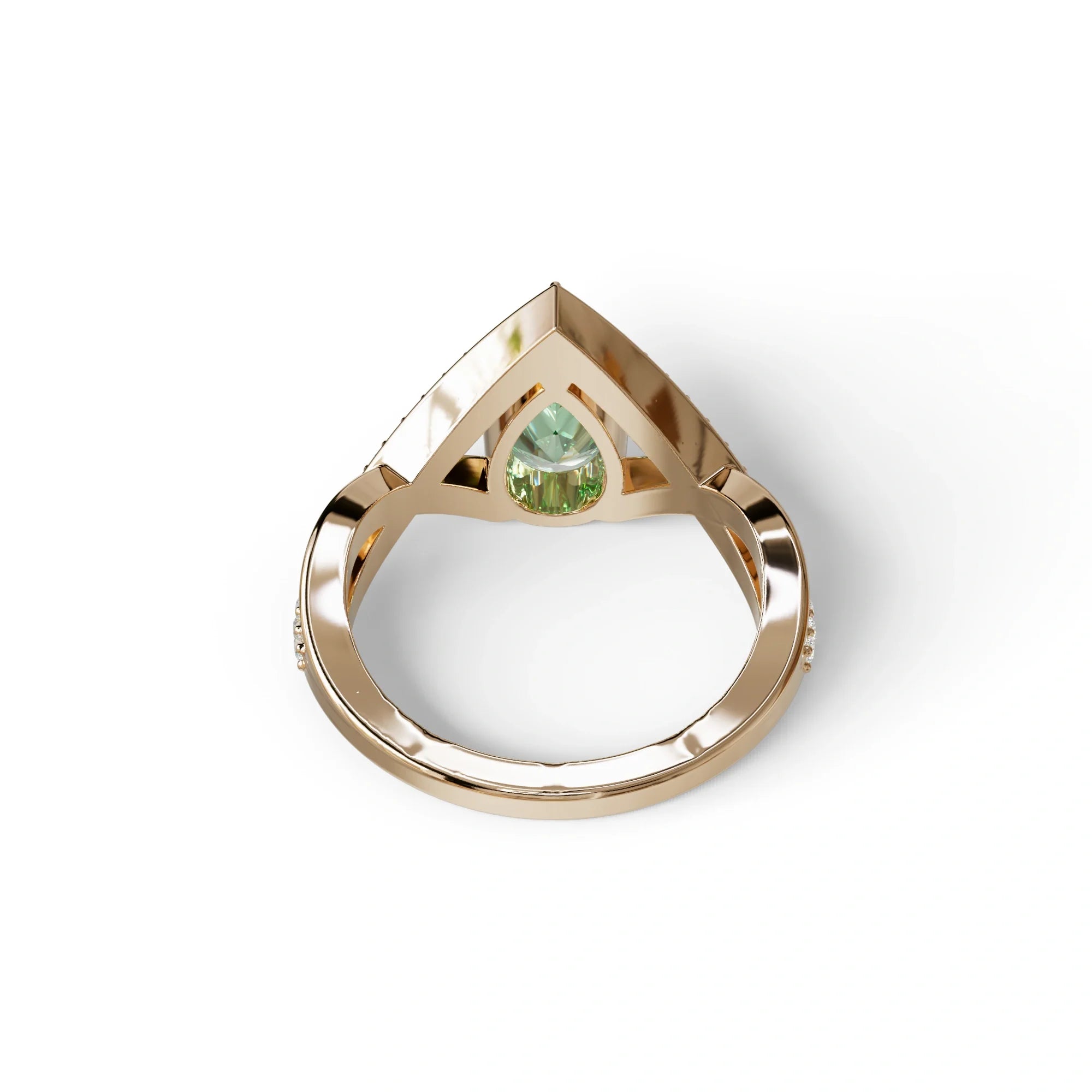 2 Carat Green Pear Cut Tear Drop Lab Diamond Ring - Glamly