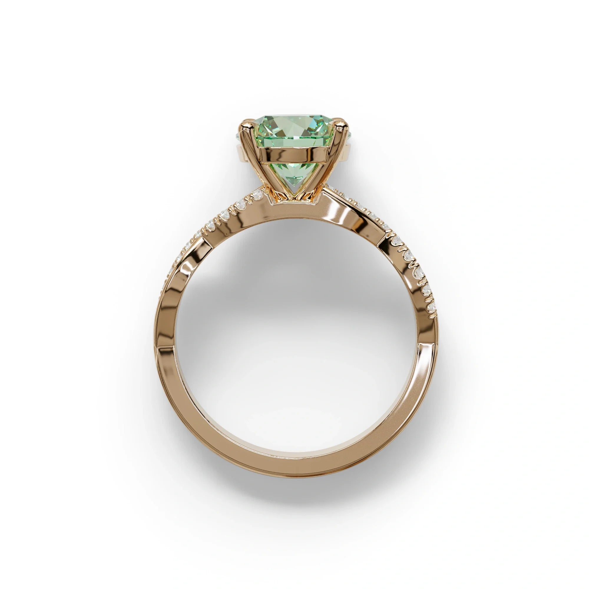 3 Carat Green Round Cut Lab Diamond Ring - Infinity Cross