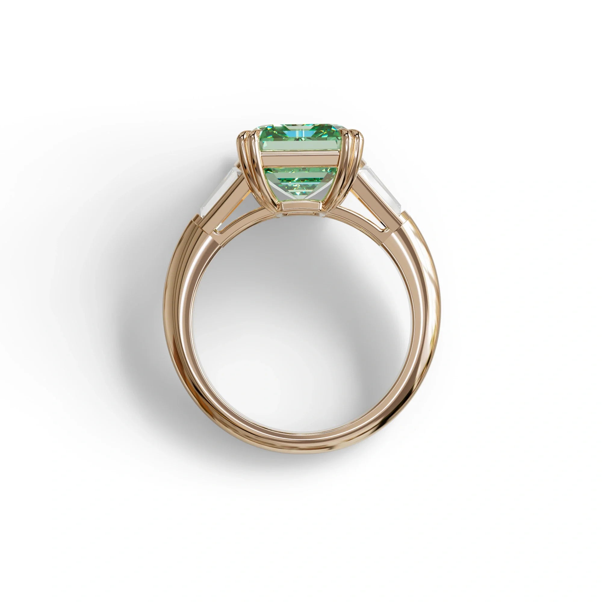 3 Carat Green Emerald & Baguette Cut Multi Stone Lab Diamond Ring - Lami