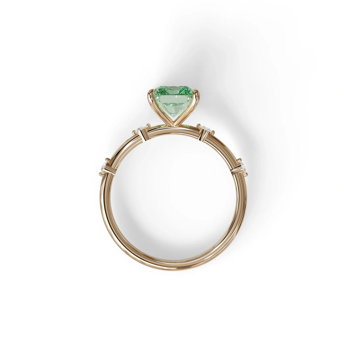2 Ct Fancy Vivid Green Radiant Cut Lab Grown Diamond Engagement Ring | Space-Chanel Setting - Elaria