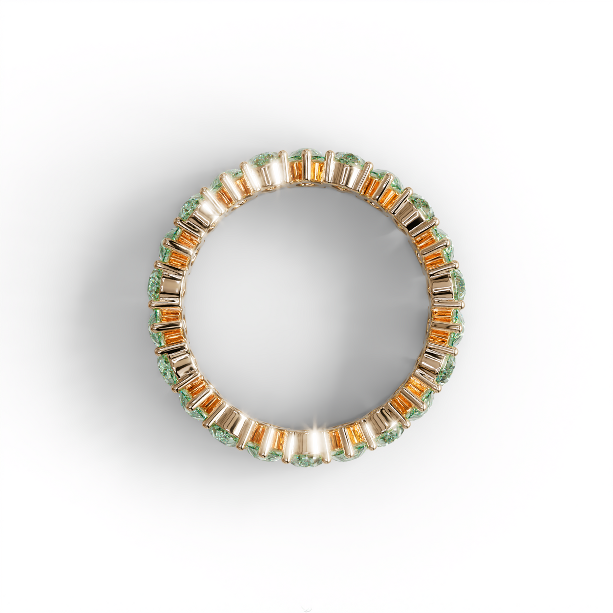 Green Pear Diamond Full Eternity Band - Stackable Ring