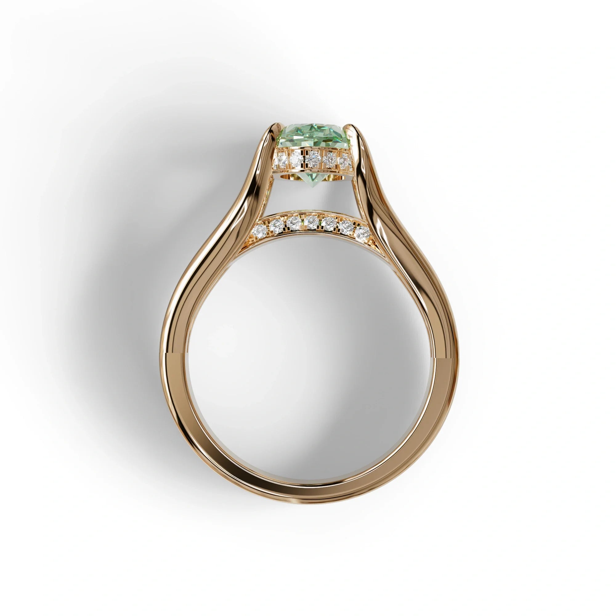 3 carat Fancy Vivid Green Oval Cut Lab Grown Diamond Pave set Engagement Ring– Beverly