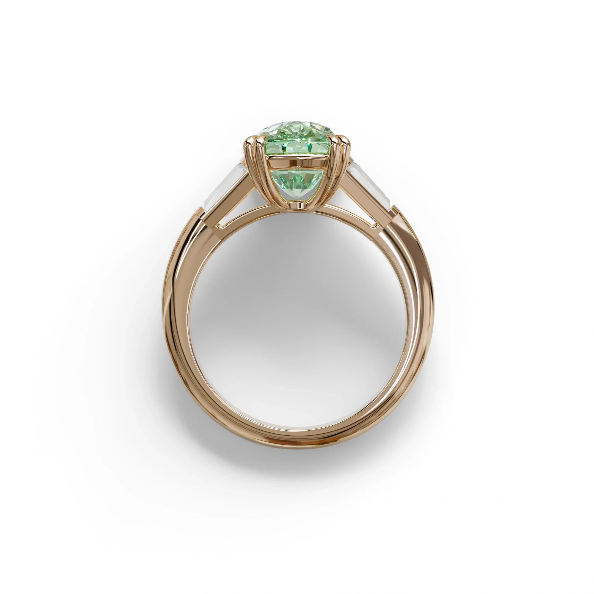 4 Carat Green Elongated Cushion Cut Lab Diamond Engagement Ring - Sagittarius