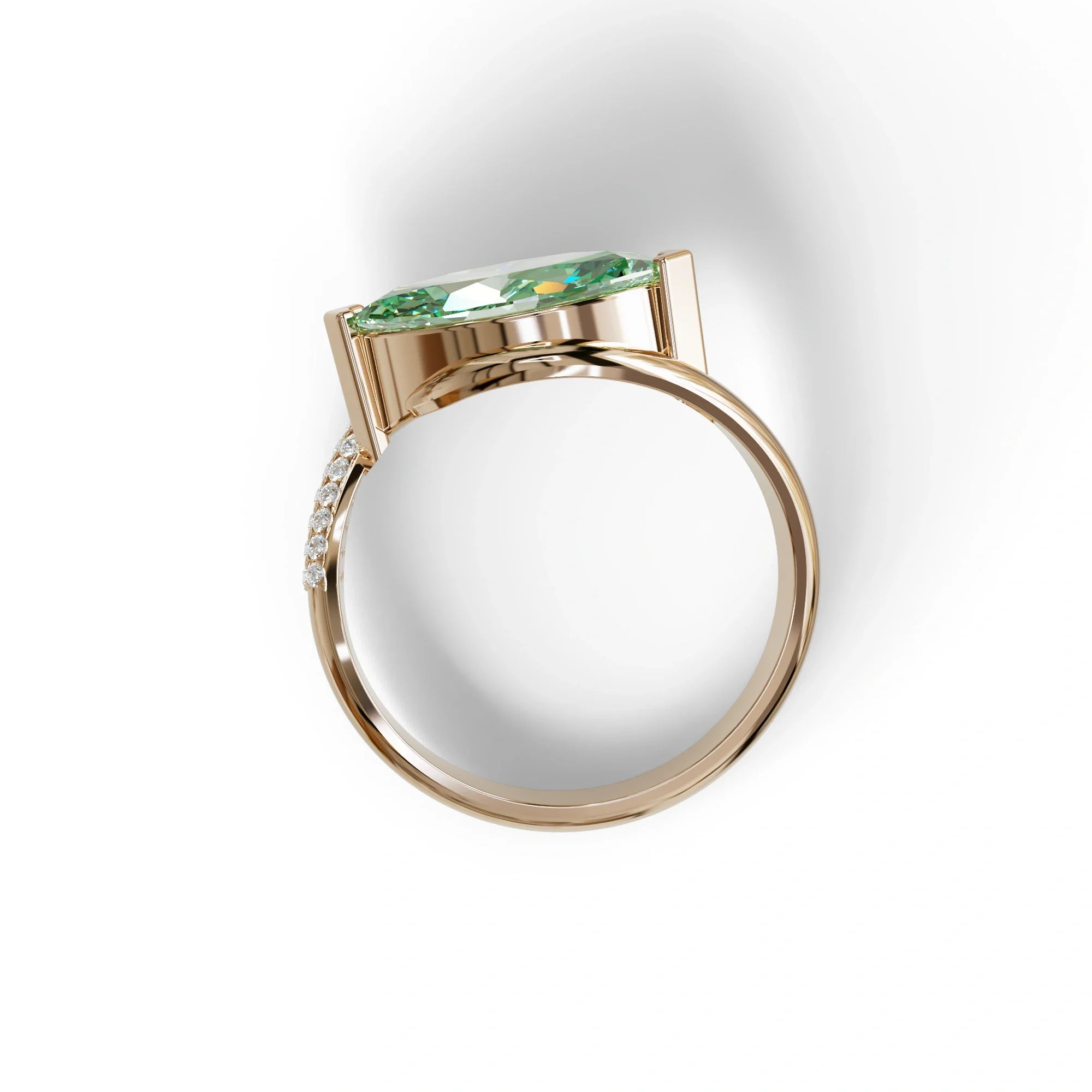 2 Carat Fancy Vivid Green Marquise Cut Lab Grown Diamond Engagement Ring - Maya