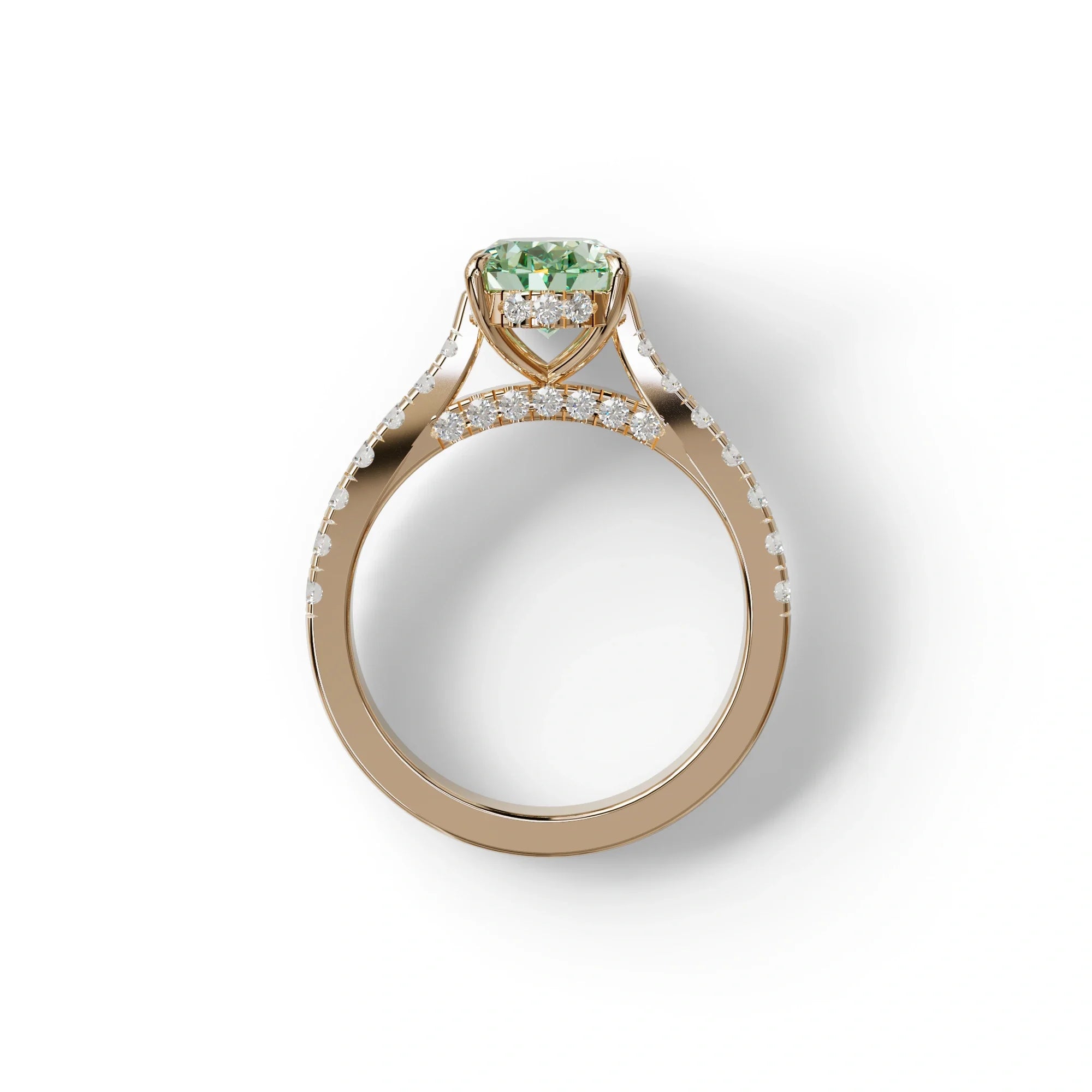 1.50 Carat Green Oval Cut Lab Diamond Engagement Ring - Scorpio