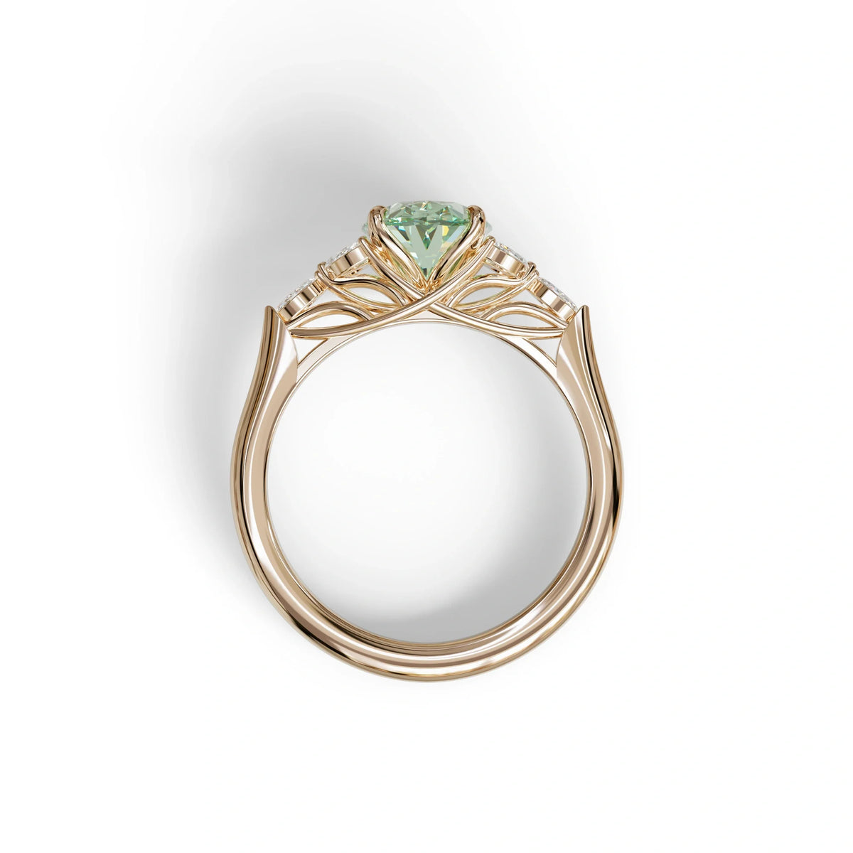 2.5 Carat Green Lab Grown Diamond Engagement Ring · Oval Cut Nature-Inspired | Halcyon - view 8