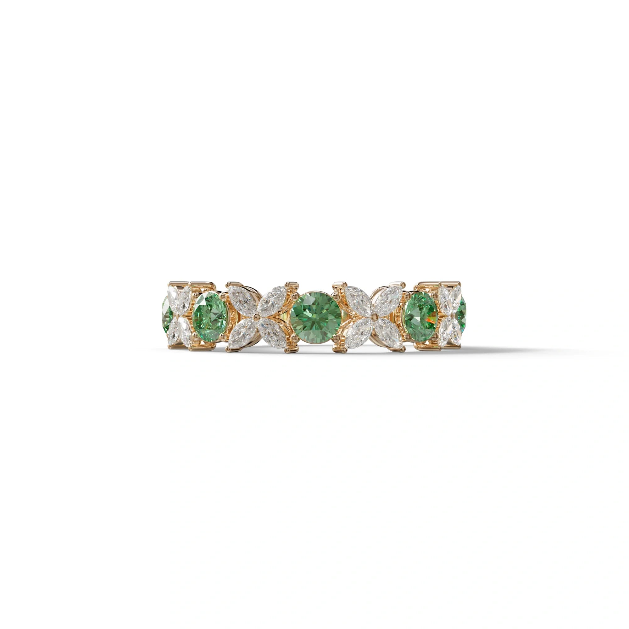 Yellow Gold Marquise & Round Brilliant Diamond Flower Cluster Ring - 18k Gold - 10K Solid Gold / Rose Gold