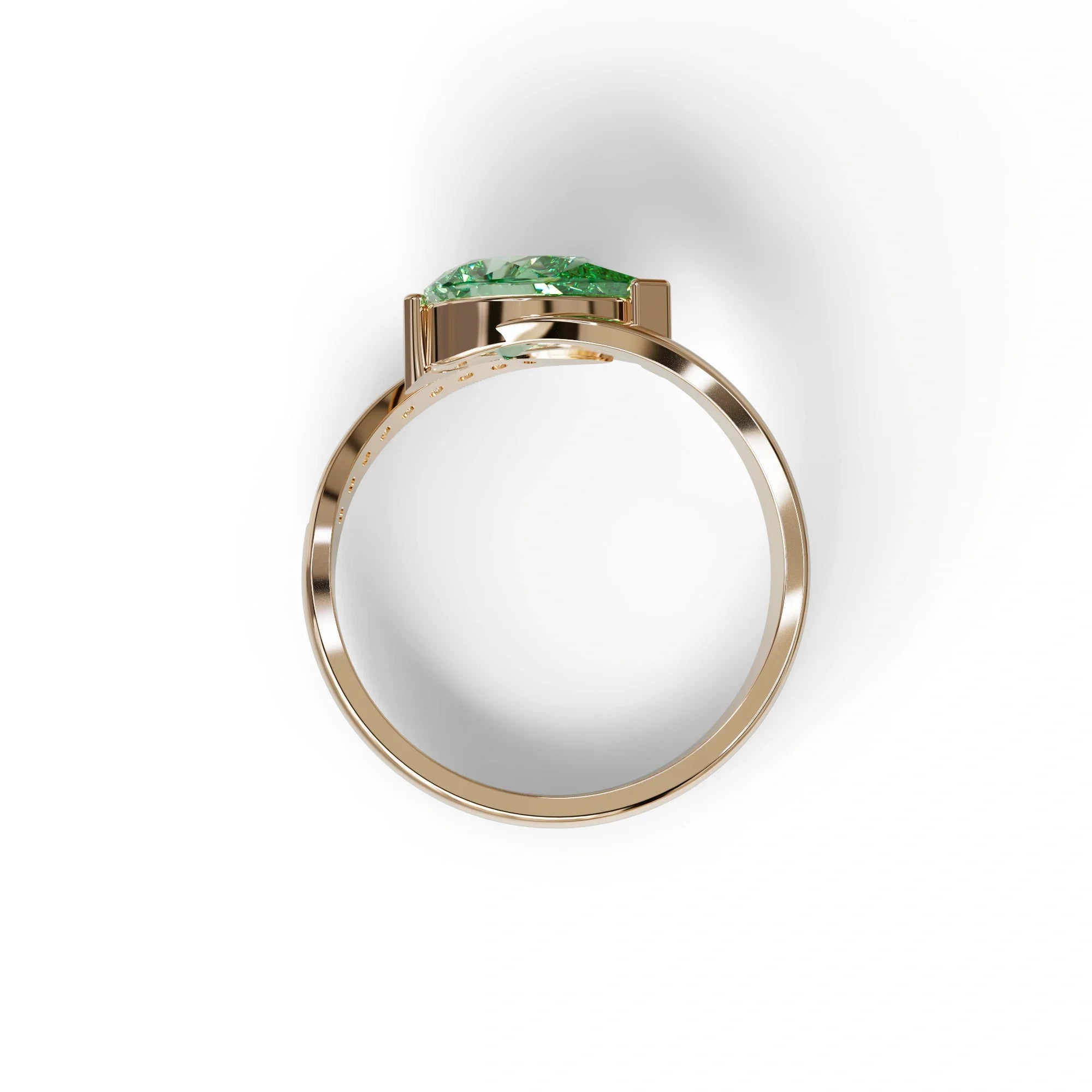 1 Carat Green Pear Cut Unique Lab Grown Diamond Ring - Capricorn