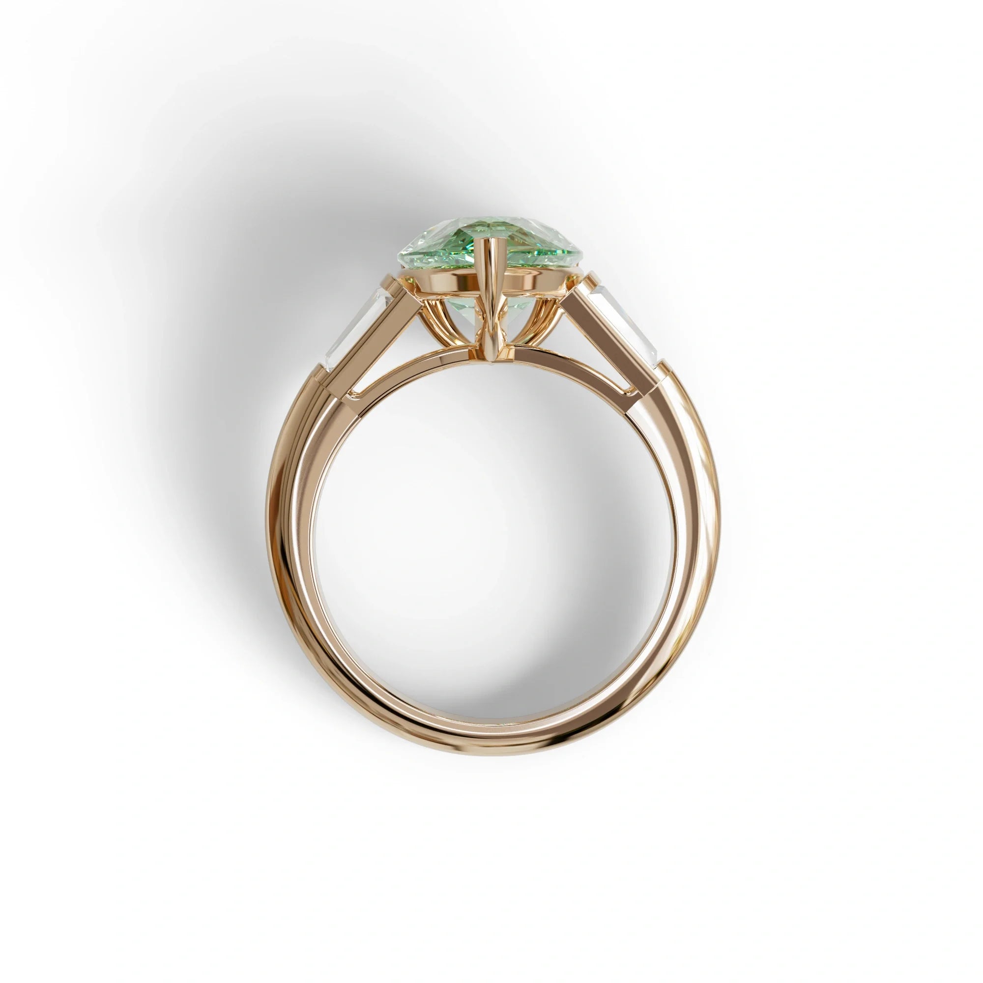 4 carat fancy Vivid Green Pear Cut Lab Grown Diamond Ring-Claire