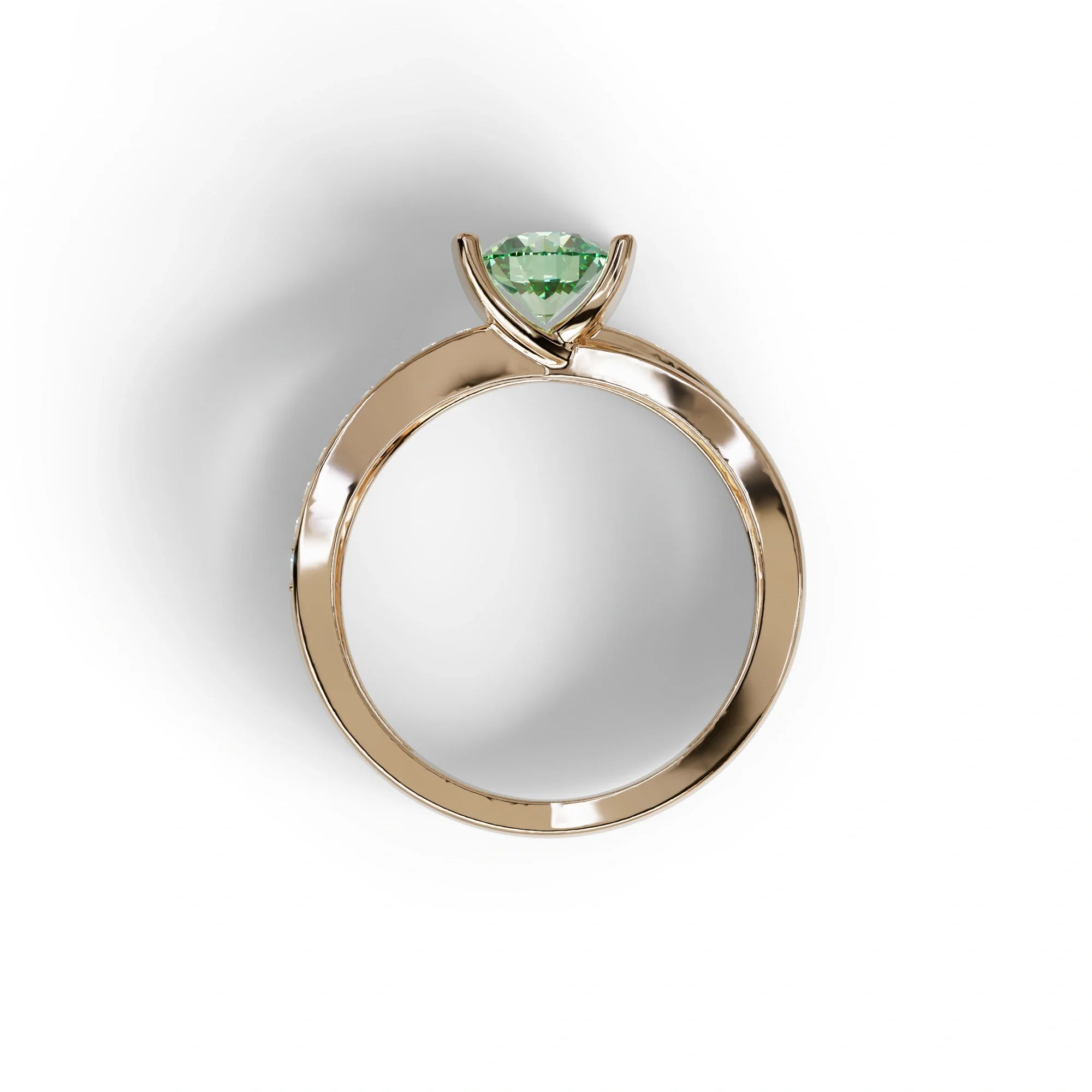 1 Carat Green Round Cut Lab Diamond Crossover Ring Pave Setting - Lisa