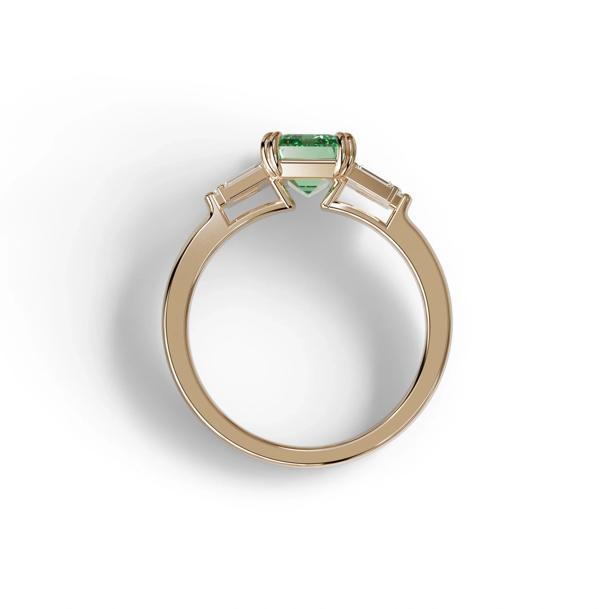 3 Carat Emerald Cut Green Lab Grown Diamond Multi Stone Ring Ring - Leela
