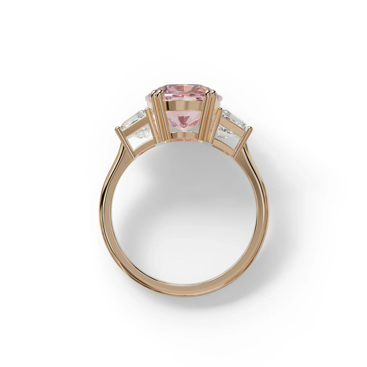 3.5 Carat Pink Lab Grown Diamond Engagement Ring · Cushion Cut Three Stone | Trilogy - view 8