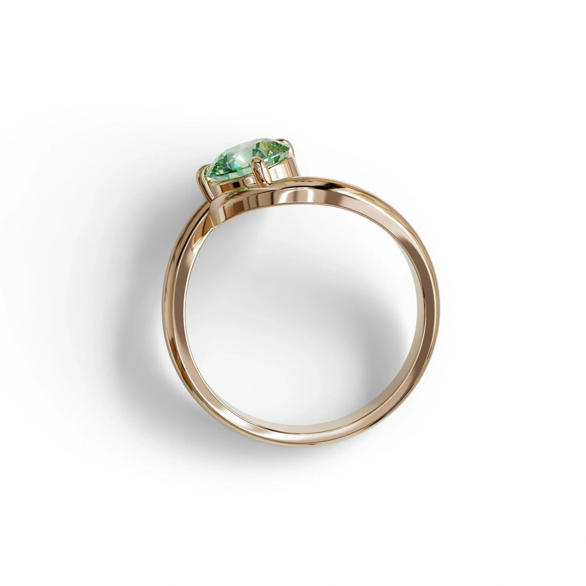 1.5 Carat Green Round Cut Solitaire Lab Diamond Ring - Tauras