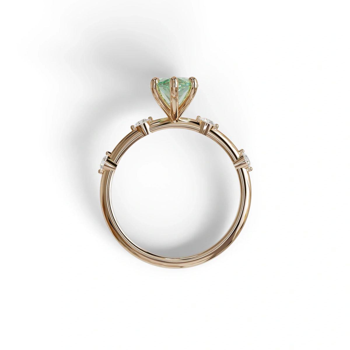 2.5 Ct Fancy Vivid Green Marquise Cut Lab Diamond In Space-Chanel Setting Ring - Nimi
