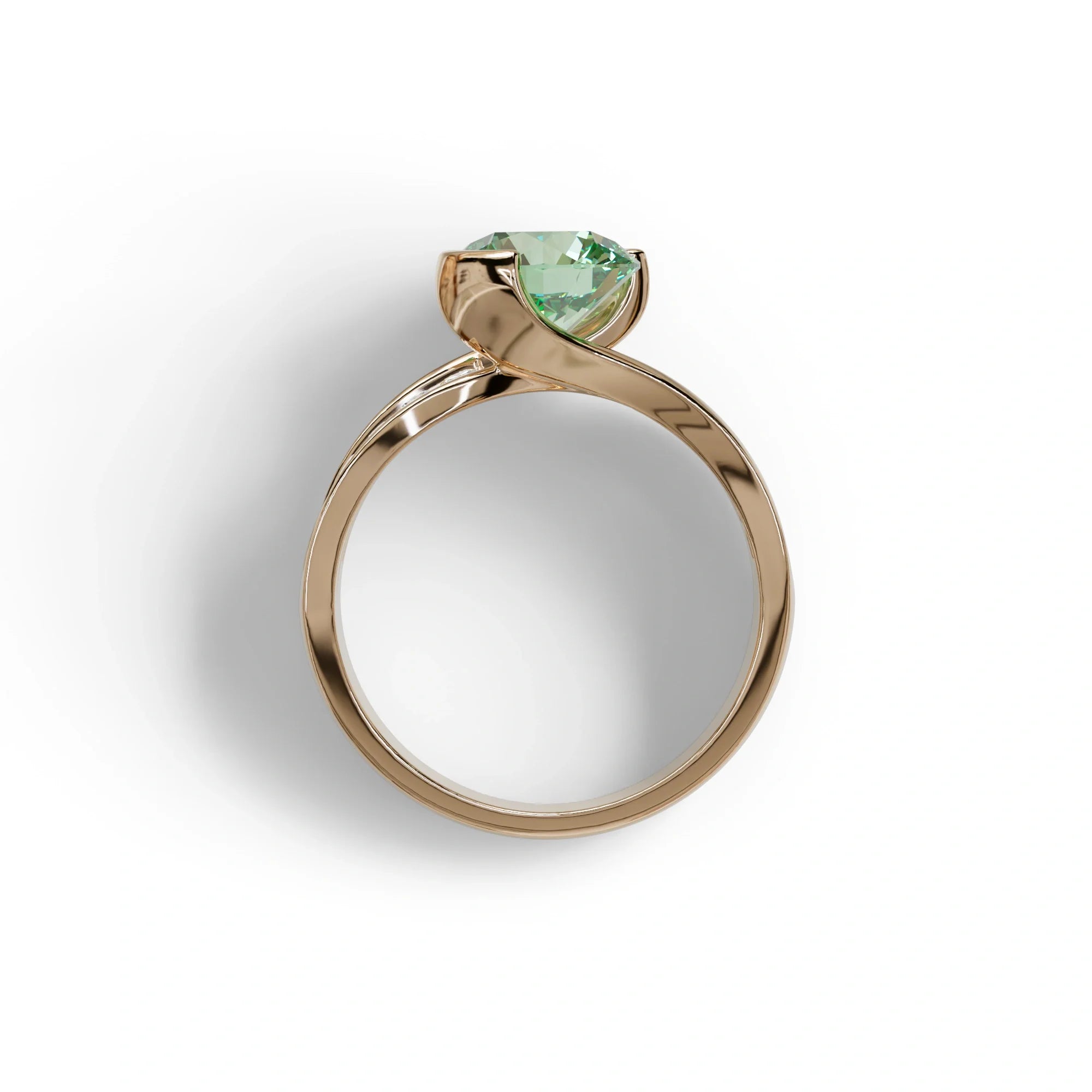 2 Carat Green Round Shaped Channel Set Lab Diamond Engagement Ring - Avonlea