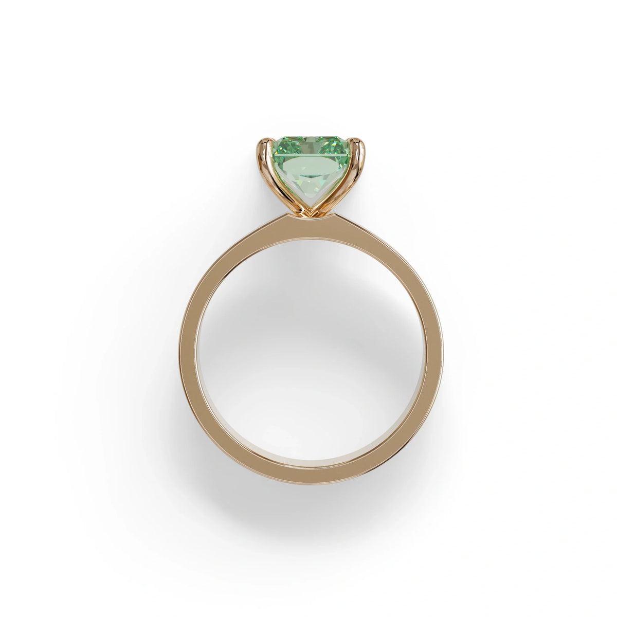 4Ct Green Radiant Cut Lab Grown Diamond Solitaire Engagement Ring - Crownfire