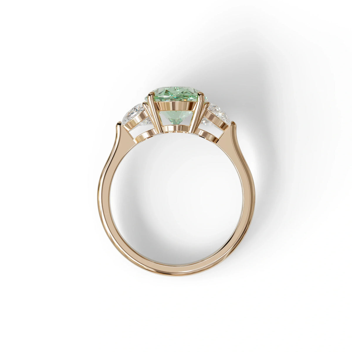 3 Carat Green Lab Grown Diamond Engagement Ring · Oval Cut Three Stone | Constellation - view 8