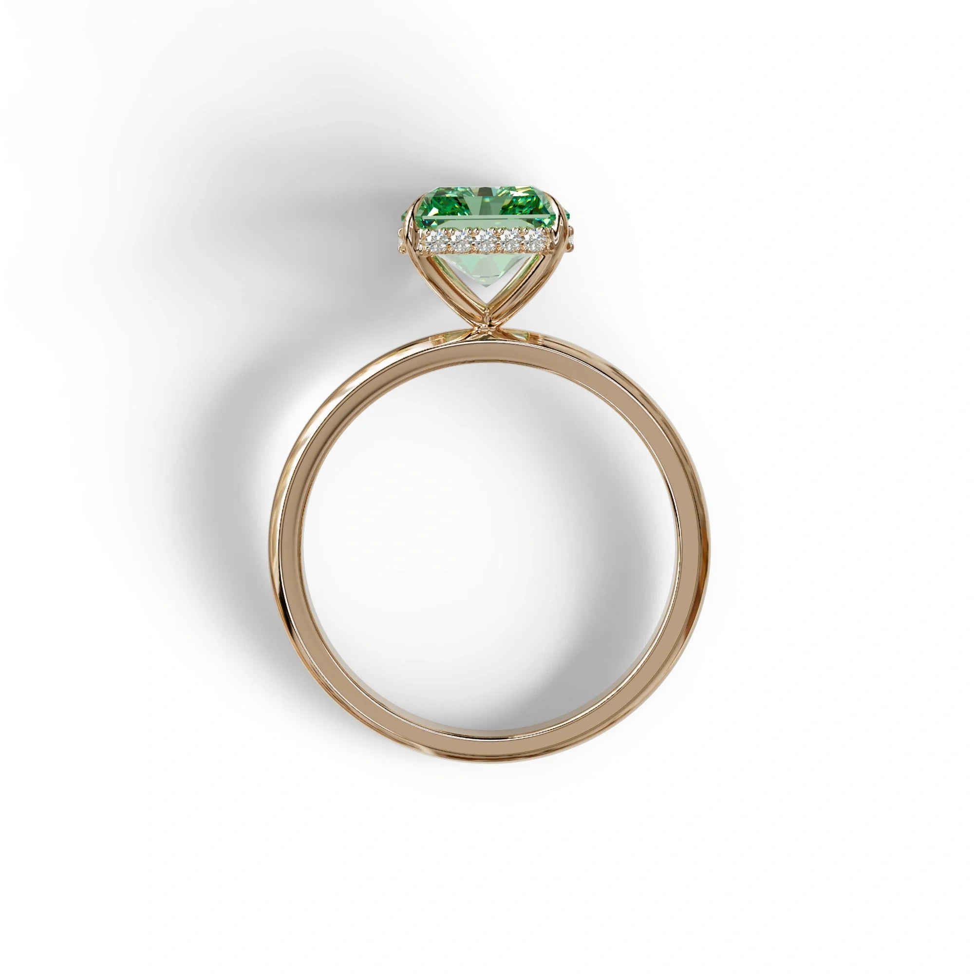 3 Carat Fancy Green Radiant Cut Hidden Halo Lab Grown Diamond Engagement Ring