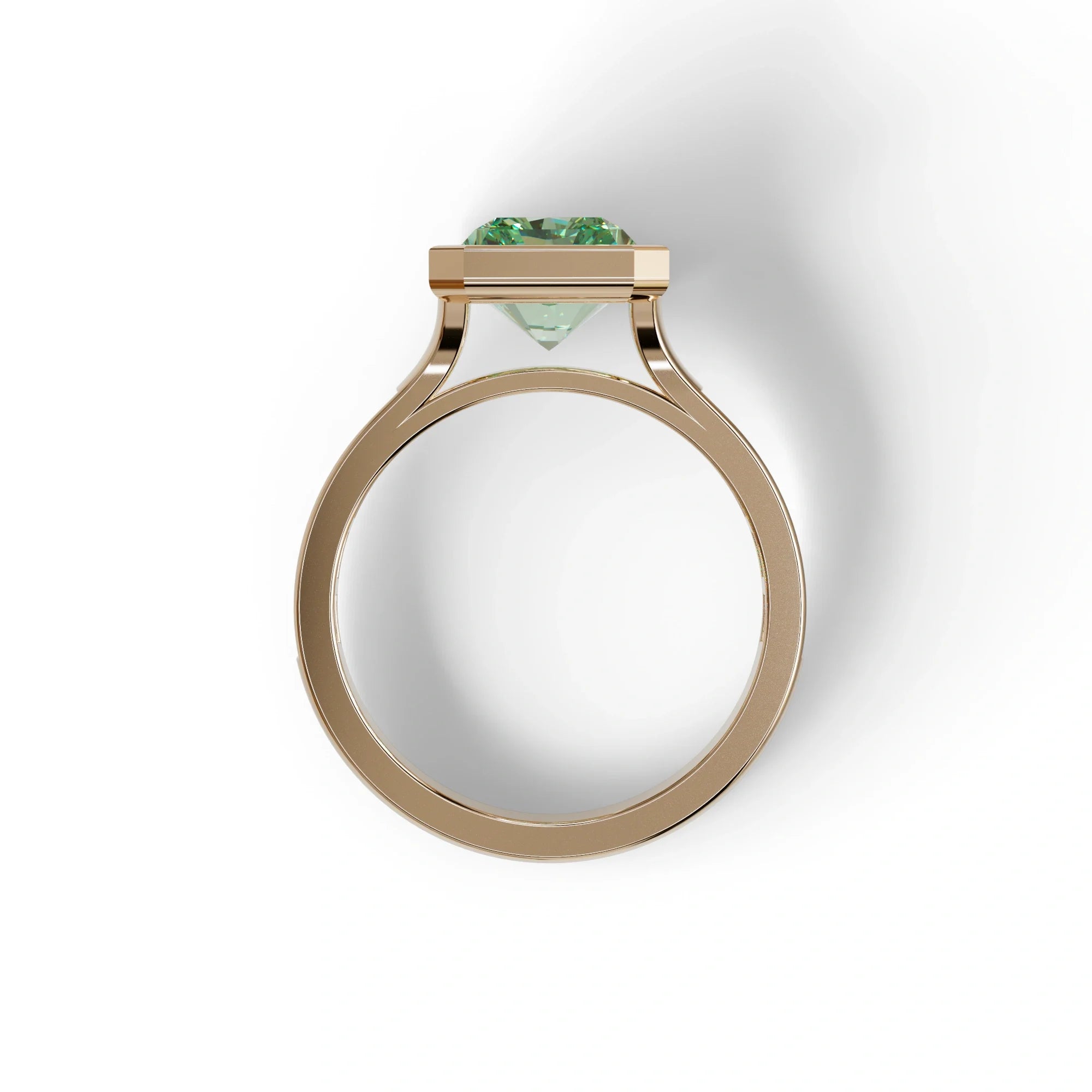 3 Ct Radiant Cut Green Color Lab Diamond Ring - Olympia
