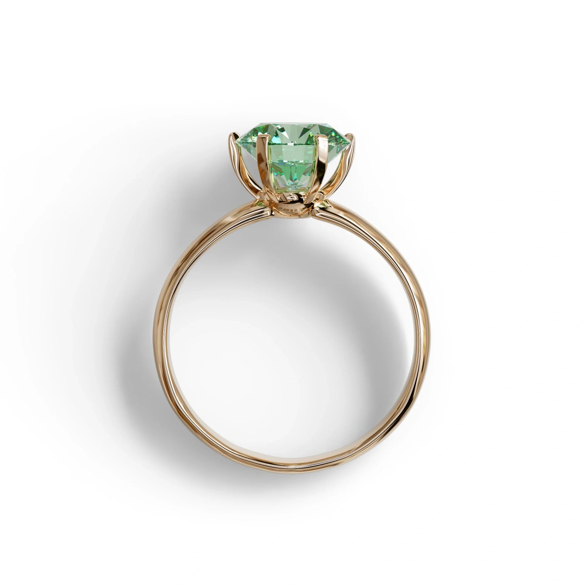 2 Carat Green Round Cut Solitaire Lab Diamond Ring - Fury