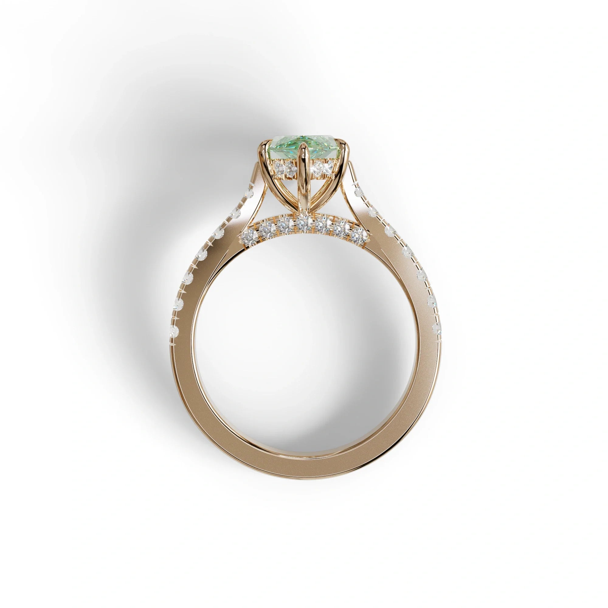 1.5 Carat Green Marquise Cut Lab Diamond Hidden Halo & Pave Ring - Ash