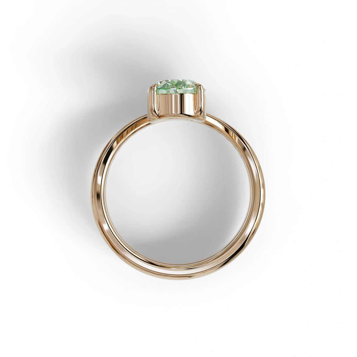 2 Carat Fancy Green Oval Cut Lab Grown Diamond Ring | Curve Setting - Brilliance