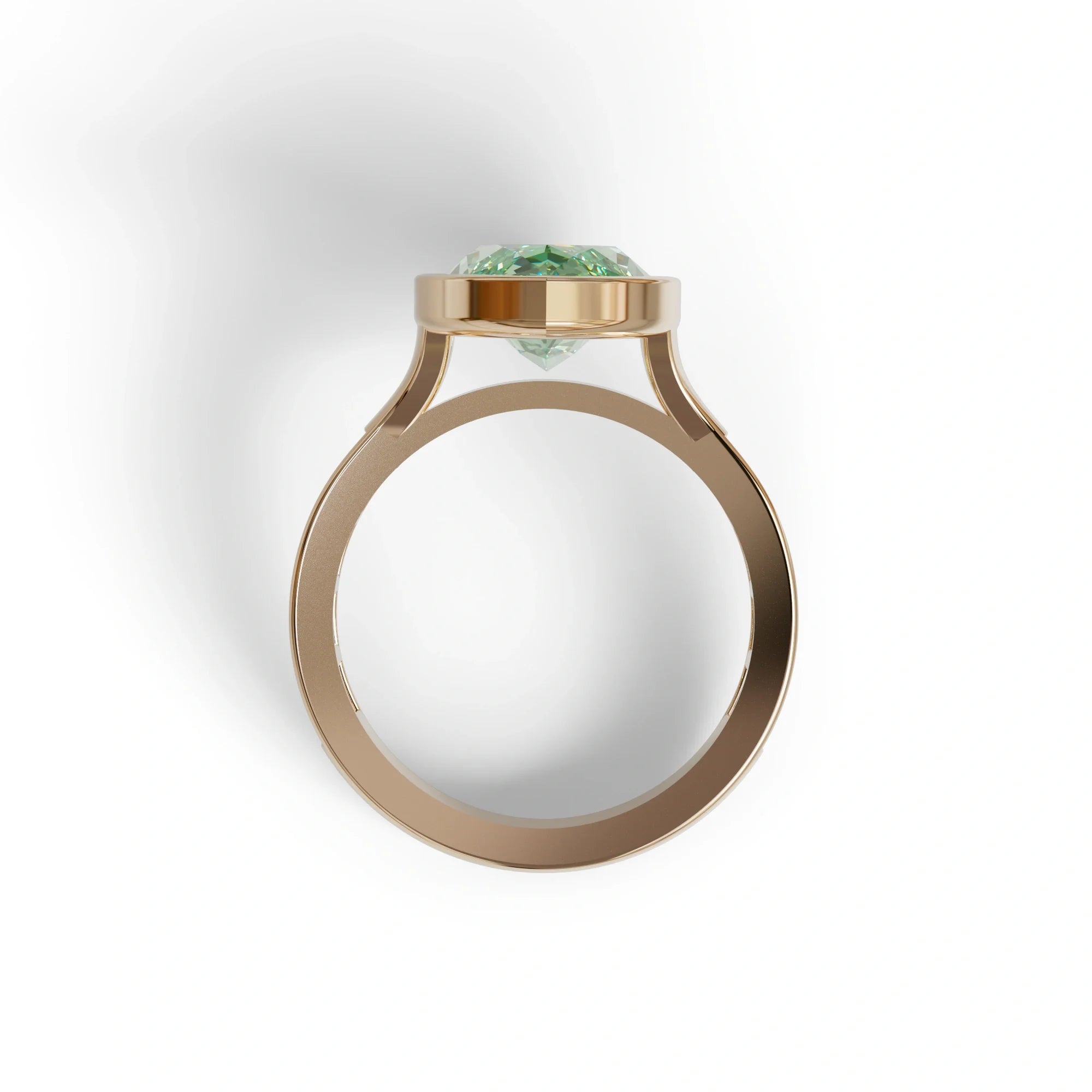 3 Ct Marquise Cut Green Color Lab Diamond Ring With Bezel Set - Kayla