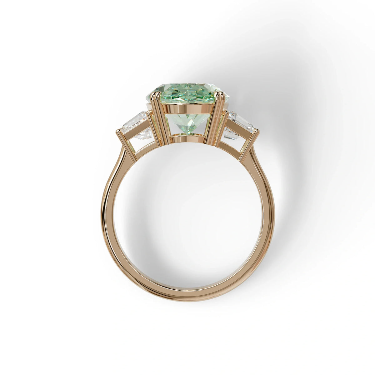 5 Carat Green Lab Grown Diamond Engagement Ring · Oval Cut Three Stone | Solstice - view 8