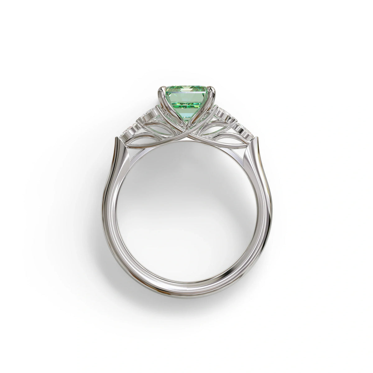2.5 Carat Green Lab Grown Diamond Engagement Ring · Emerald Cut Nature-Inspired | Verona - view 9