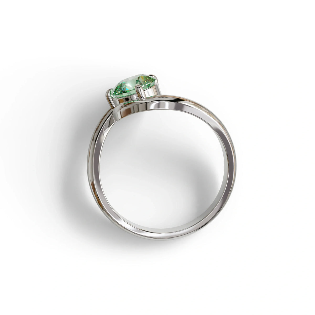 1.5 Carat Green Round Cut Solitaire Lab Diamond Ring - Tauras