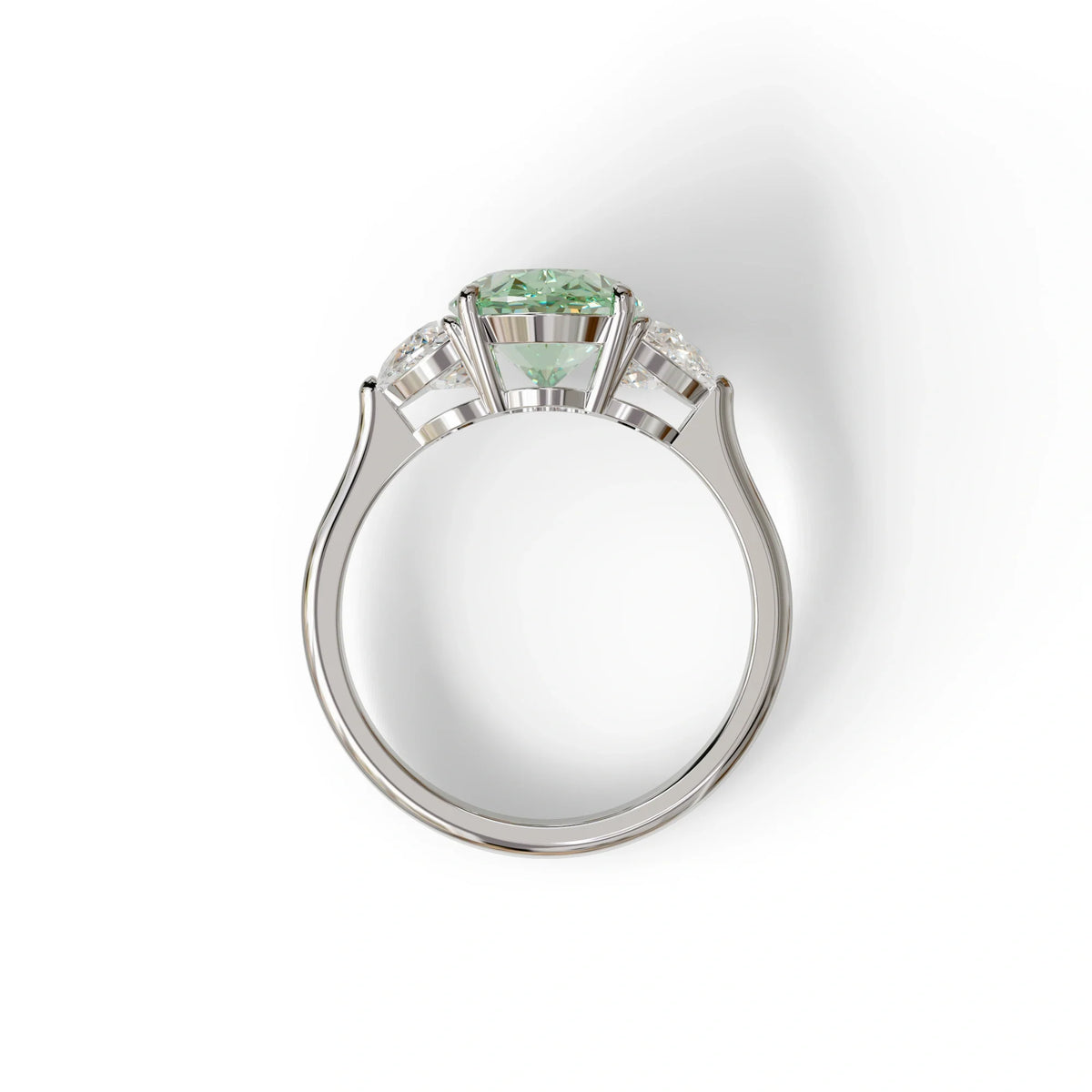 3 Carat Green Lab Grown Diamond Engagement Ring · Oval Cut Three Stone | Constellation - view 9