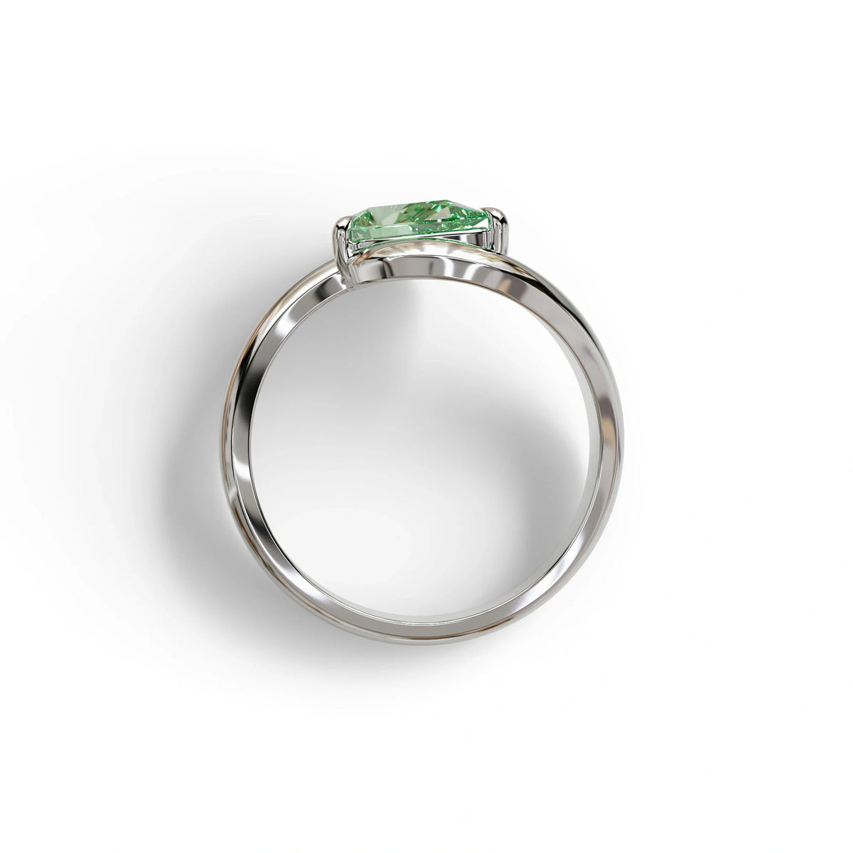 1 Carat Green Pear Cut Solitaire Lab Grown Diamond Ring - Maniya