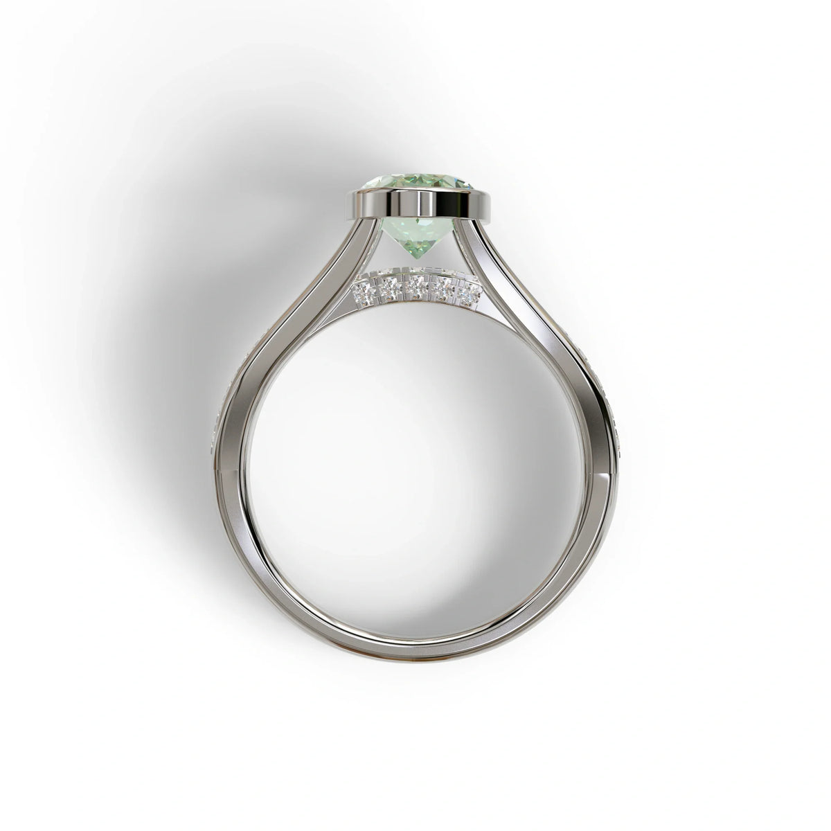 3 Carat Fancy Vivid Green Oval Cut Lab Grown Diamond Engagement Ring - Prisma
