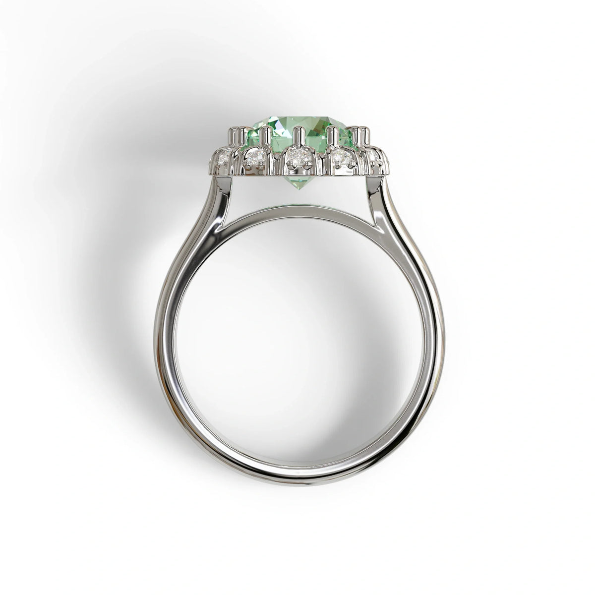 3 Carat Green Round Shaped Halo Lab Diamond Ring - Sunflower
