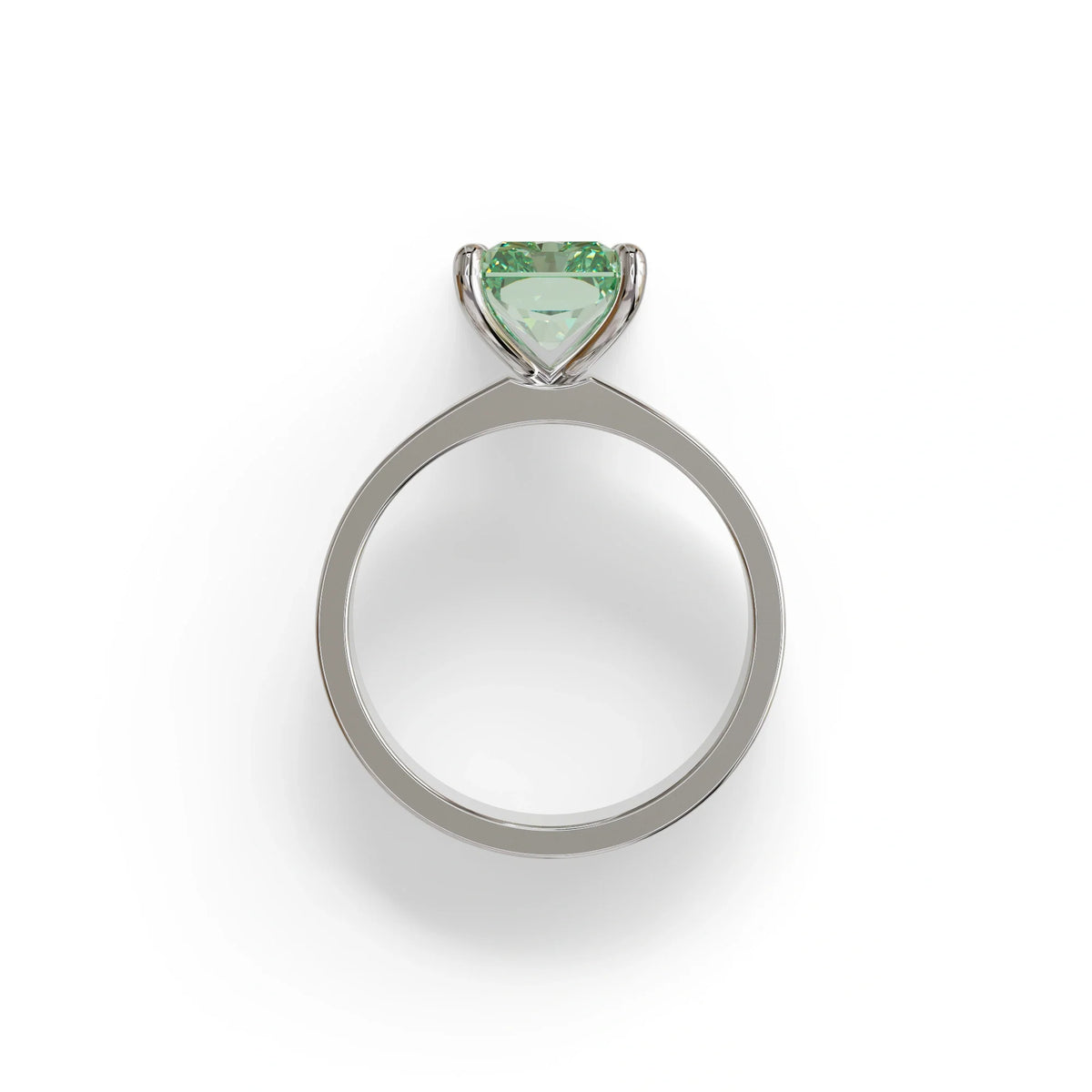 4Ct Green Radiant Cut Lab Grown Diamond Solitaire Engagement Ring - Crownfire