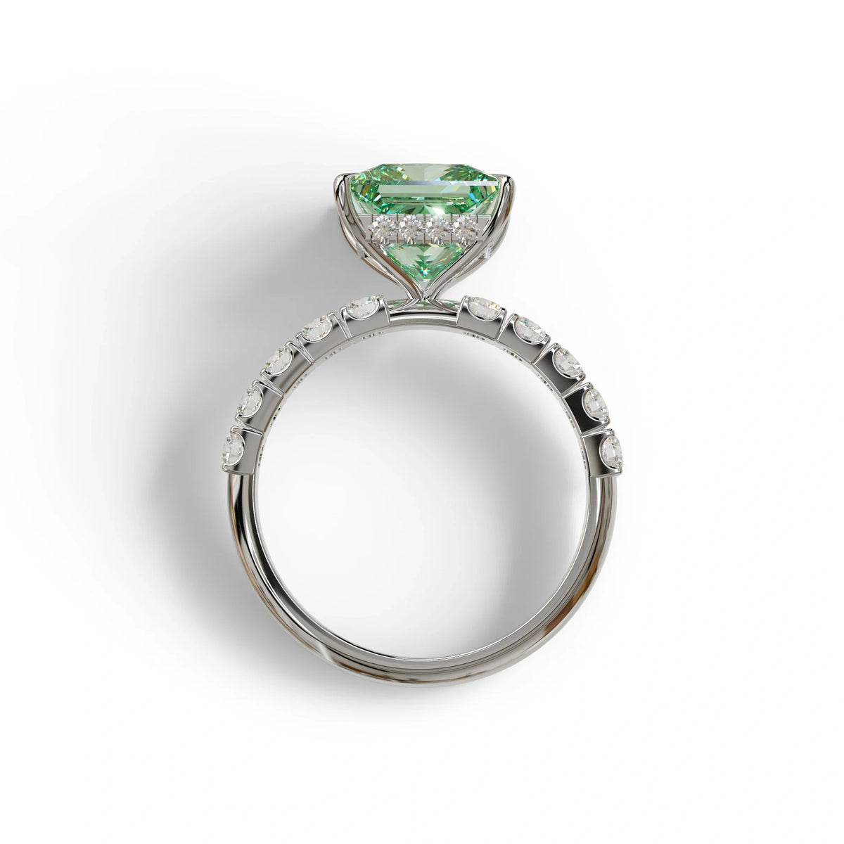 3 Carat Green Princess Cut Pave Lab Created Diamond Ring - Elysia